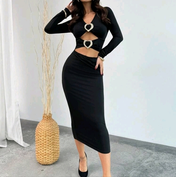 Dresses & Skirts - WomenElegant Sexy Party Romantic Date Night Valentine's Day Heart Metallic Dress